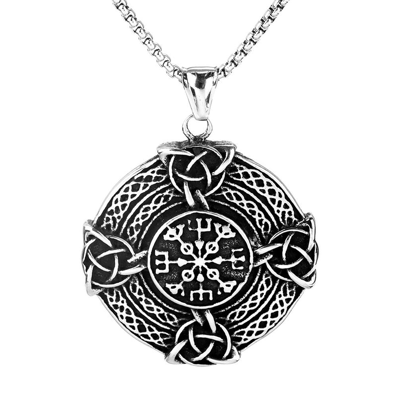 Vintage Stainless Steel Men's Pendant Cross Celtic Knot Symbol Necklace