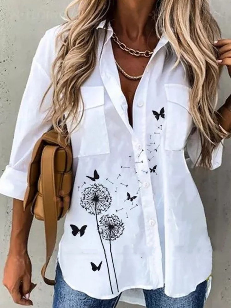 Damen-Blusenshirt mit Blumenmuster und langen Ärmeln