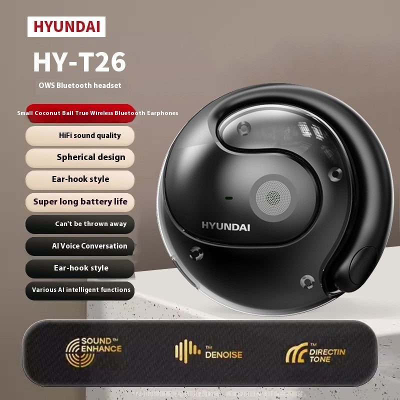 Auscultadores Bluetooth Sem Fios Coconut Ball, Modelo de Gancho com Redução de Ruído