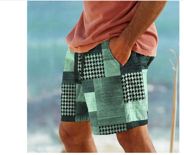Calções de homem casuais com estampagem digital moderna e popular entre os jovens