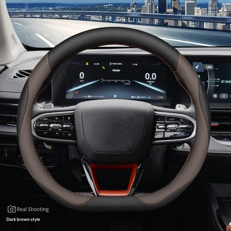 Leather Sports-style Steering Wheel Cover