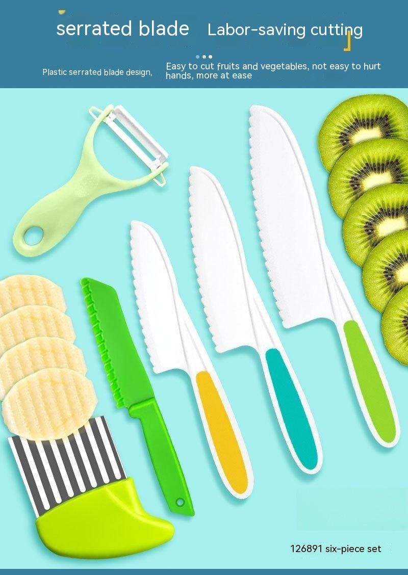 Wave Cutting Board Plastic Fruit Knife Set