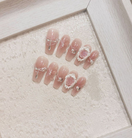 French Cherry Manicure Handmade Detachable Wear Nail