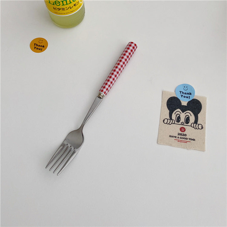 Western Ceramic Tableware High Quality Stainless Steel Handle Spork Dessert Fork Spork Spoon Cutlery