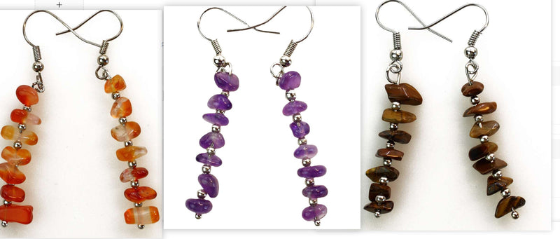 Womens Simple And Versatile Stone Design Amethyst Chip Earrings