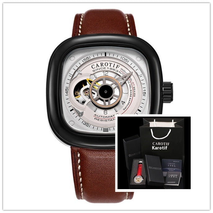 The hot blast dunk watch fashion automatic mechanical watches Mens hollow square dial watch