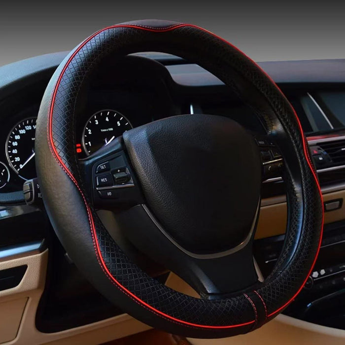 Embossed All-Season Universal Leather Steering Wheel Cover