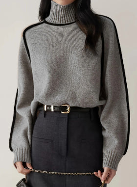 Autumn And Winter Half Turtleneck Three-dimensional Casual Loose Pullover Knitted Sweater Fashion Knit Top Outerwear