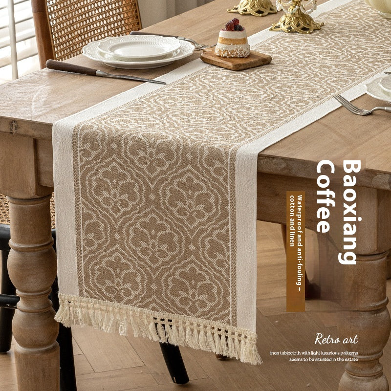 Toalha de mesa comprida em algodão e linho