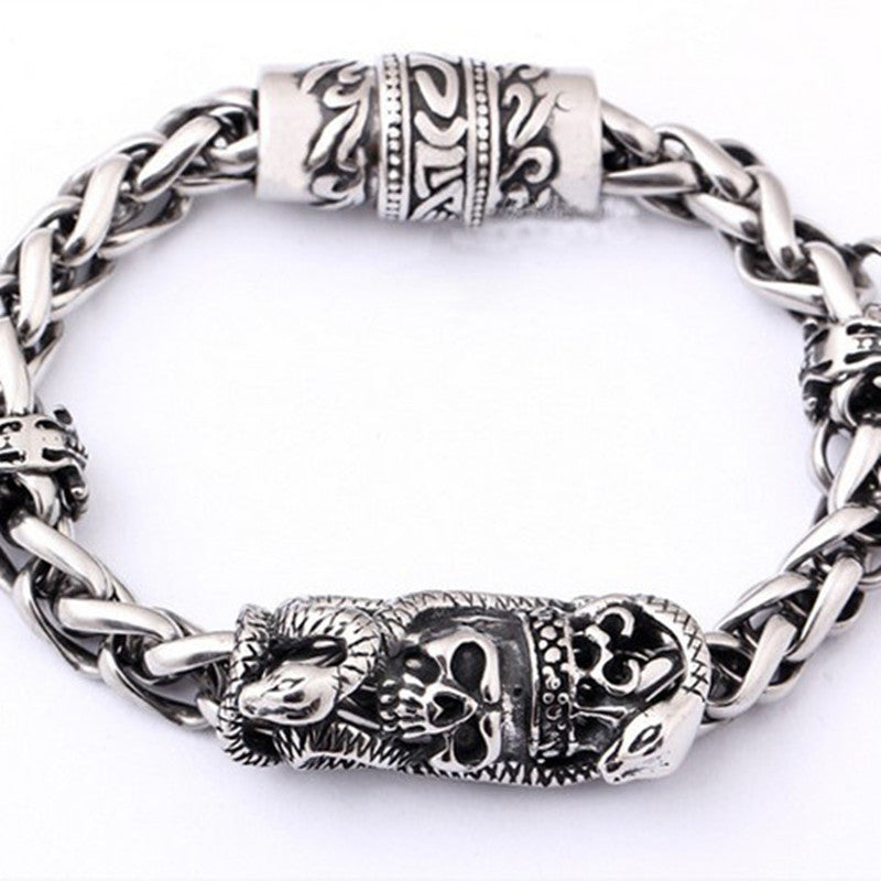Pulseira de caveira com ímã de personalidade em aço inoxidável