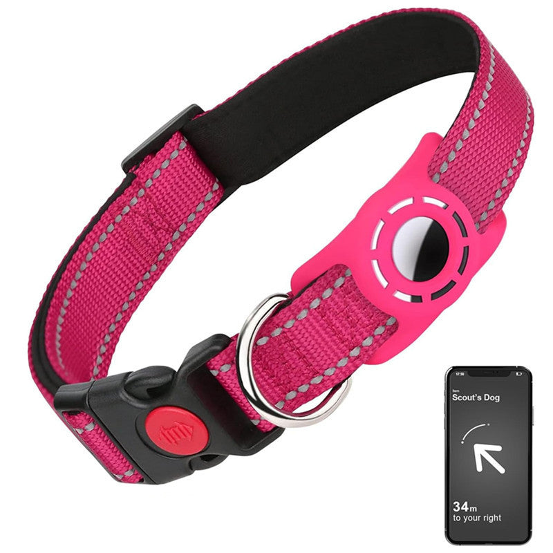 Reflektierendes Nylon-Hundehalsband mit schützender Taucherstoff-Hülle für Tracker