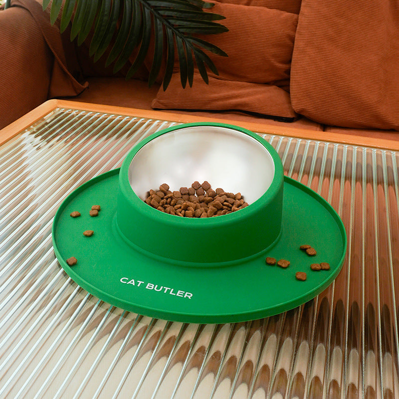 Tigela para gato e cachorro de silicone em aço inoxidável para animais de estimação antiderrapante à prova de vazamento