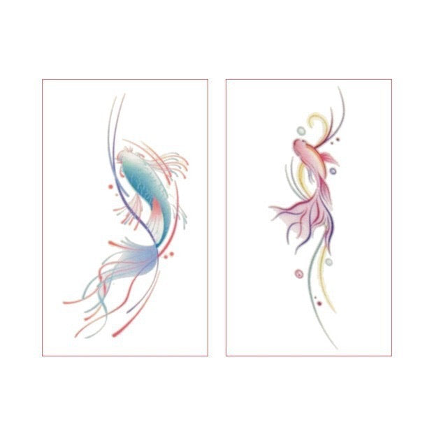 Pink Koi Tattoo Sticker Female High Sense Ins Waterproof And Durable