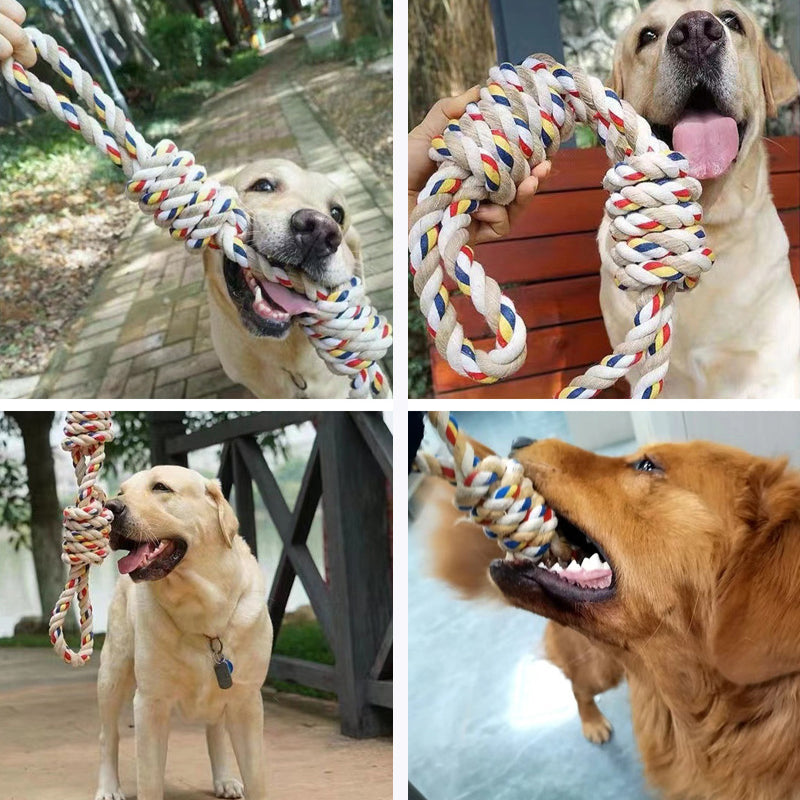 Großer Seilknotenspielzeug für Haustiere zum Zähneknirschen und Reinigen von Katzen und Hunden zur Langeweile-Linderung, interaktives Trainingszubehör für Haustiere