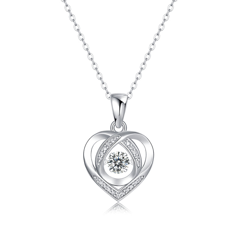 With You In My Heart – Um conjunto de pingente de colar moderno e moderno com Moissanite S925 de alta qualidade, banhado a prata e platina, pode ser testado com uma caneta de diamante