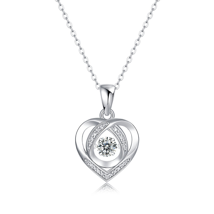With You In My Heart - A Fashionable And Trendy Necklace Pendant Set With Top-quality Moissanite S925, Silver And Platinum-plated, Can Be Tested With A Diamond Pen