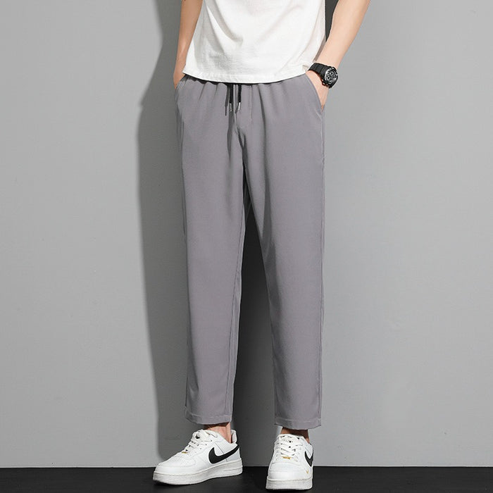 Nine-point Solid Color Wide-leg Casual Trousers