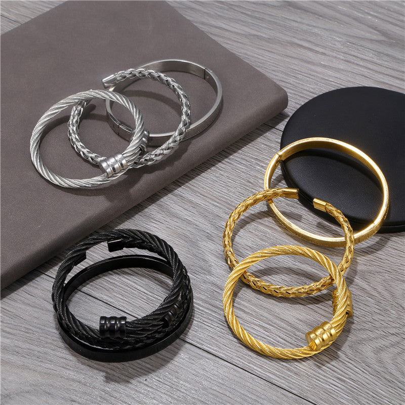 Titanium Steel Bracelet Suit Punk Creative Personality Roman