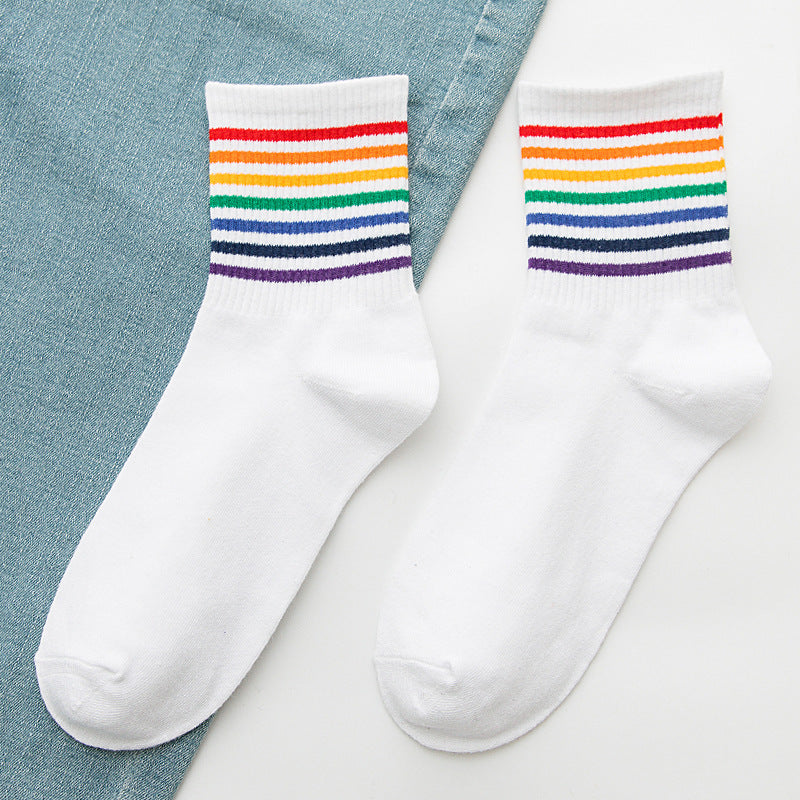 Rainbow Socks Meias femininas de algodão em meias tubulares
