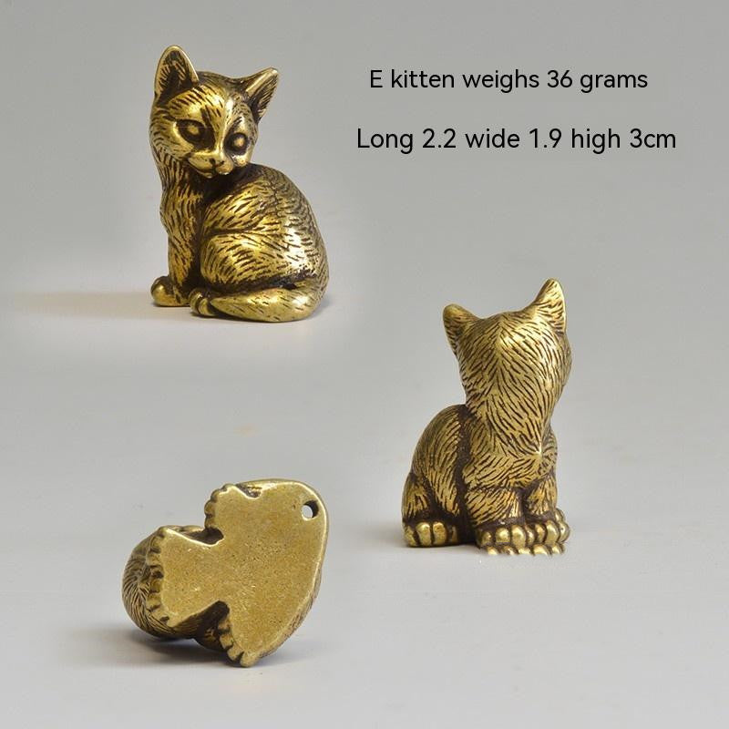 Ornatos de Chá em Latão de Estilo Chinês Mini Ornatos de Gatinho