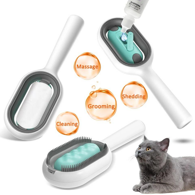 Escova de Higienização para Animais de Estimação, Pente de Remoção de Nós para Cães e Gatos, Escova para Remover Pelos Soltos e Pêlo Morto com Depósito, Acessórios de Limpeza para Animais