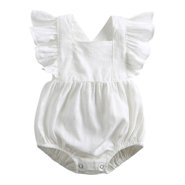 Baby Cotton And Linen Summer Strap One Piece Suit
