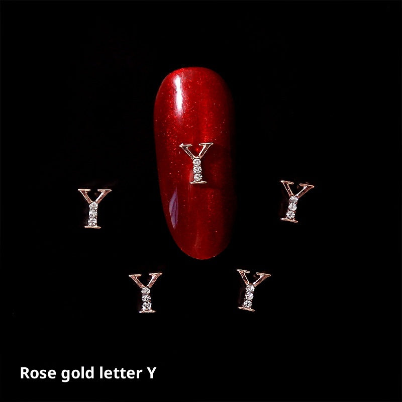 26 Letter Alloy Nail Ornament Nail Crystal