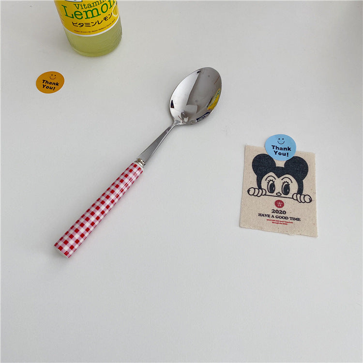 Western Ceramic Tableware High Quality Stainless Steel Handle Spork Dessert Fork Spork Spoon Cutlery