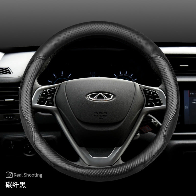 Leather Sports-style Steering Wheel Cover