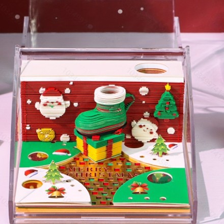 3D Sticky Note Paper Carving Creative Annual Meeting Tear-off Desktop Notepad Ornament