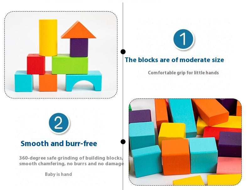 100 Colored Large Particle Building Blocks Children's Wooden Toys