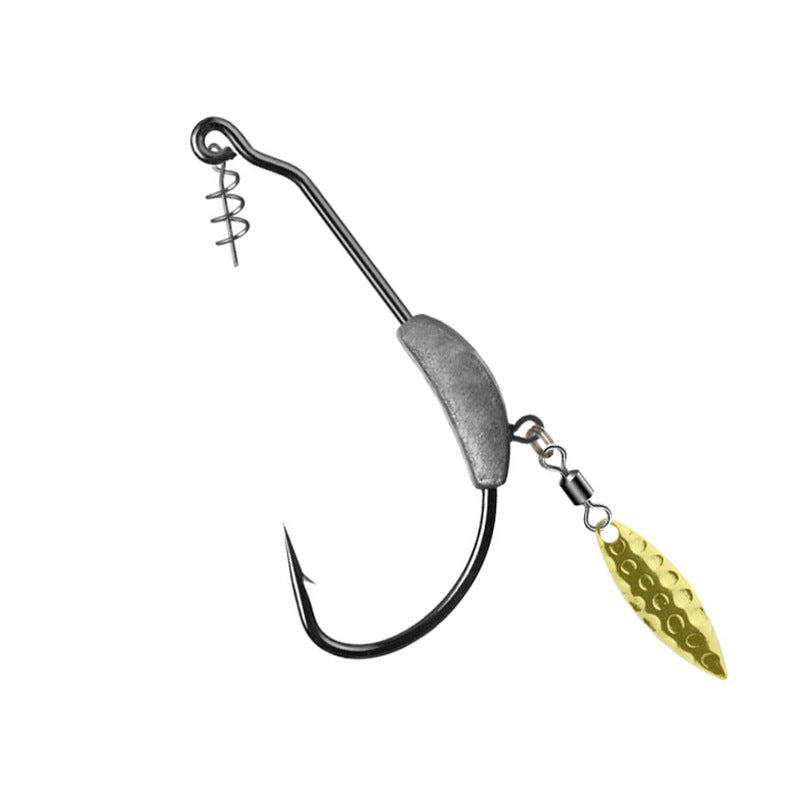 Nudefarbener Crankbait mit Bleikopf, bauchigem Kurbelhaken und Metallblatt-Köder