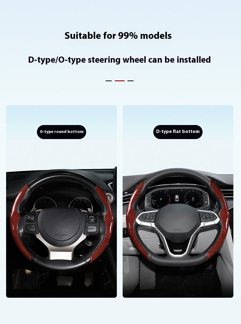 Car Carbon Fiber Pattern Glossy Car Steering Wheel Cover