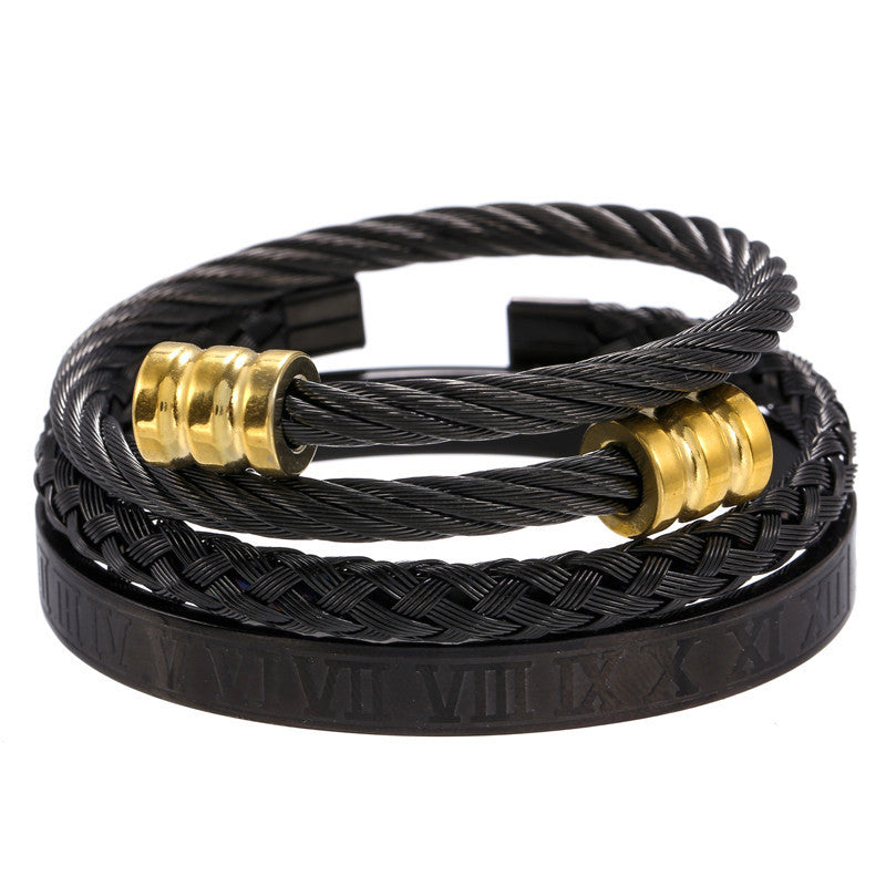 Titanium Steel Bracelet Suit Punk Creative Personality Roman
