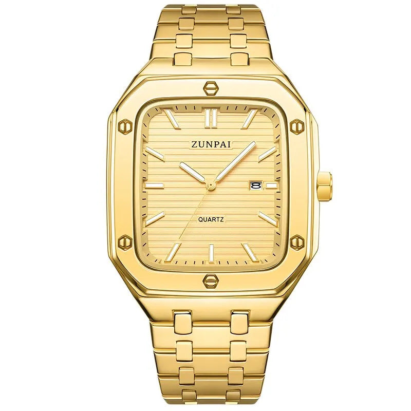 Stilvolle Herrenuhr aus Edelstahl mit quadratischem Gehäuse
