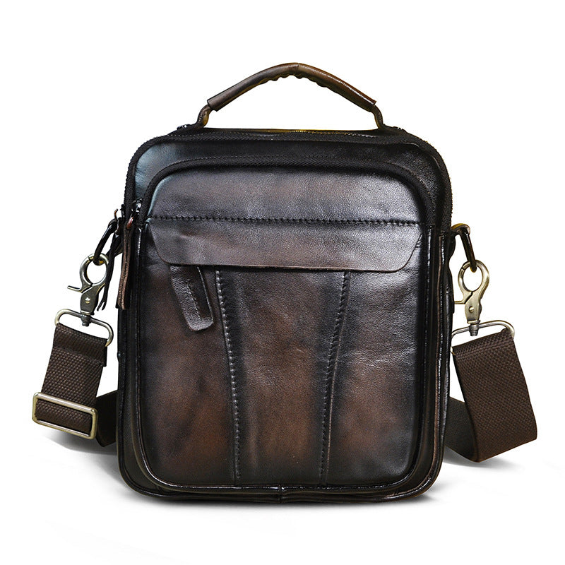 Mala Tiracolo Retro de 8 Polegadas para Homem em Pele Crazy Horse
