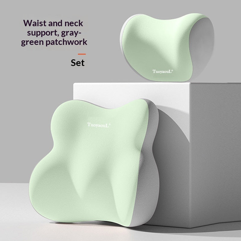 Car Headrest And Lumbar Support Set In Assorted Colors