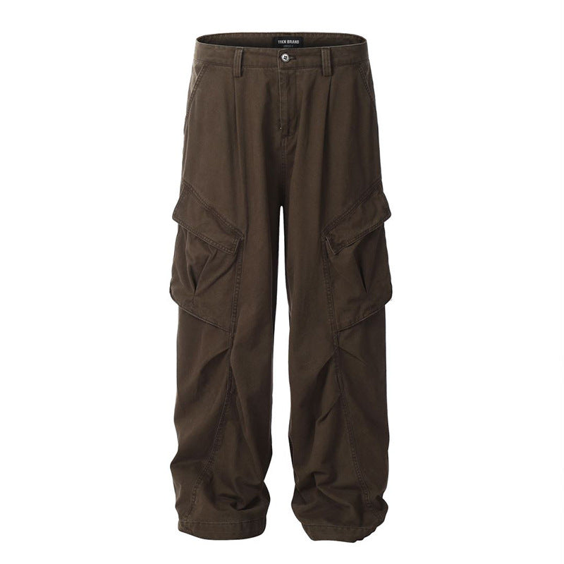 Calças de Homem Estilo "American High Street" de Trabalho com Bolsos e Corte Largo