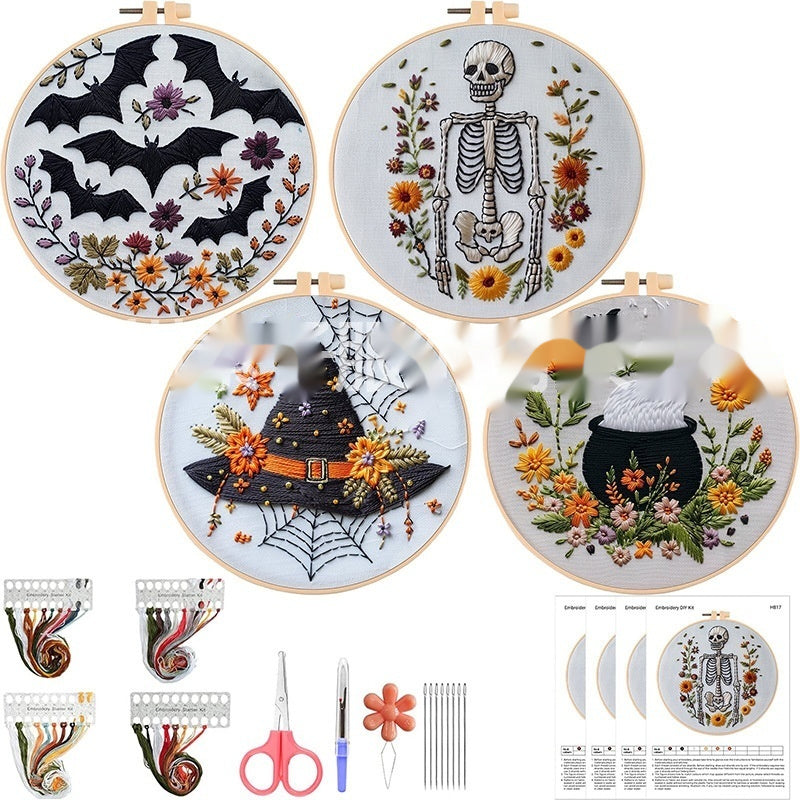 Stickmuster Totenkopf Fledermaus Stickerei Handgemachtes Material