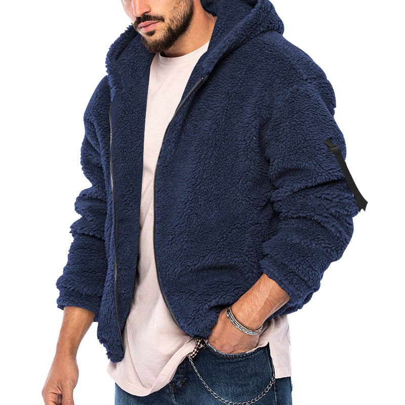 Herren Winter Neu doppelseitige Bejirog warme Kapuzen-Reißverschluss-Freizeitjacke Mantel