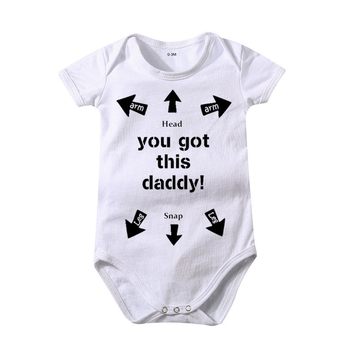 Cotton Letter Arrow Print Baby Siamese Triangle Romper