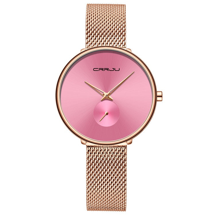 Damenarmbanduhr aus Edelstahl mit schlichtem Mesh-Armband
