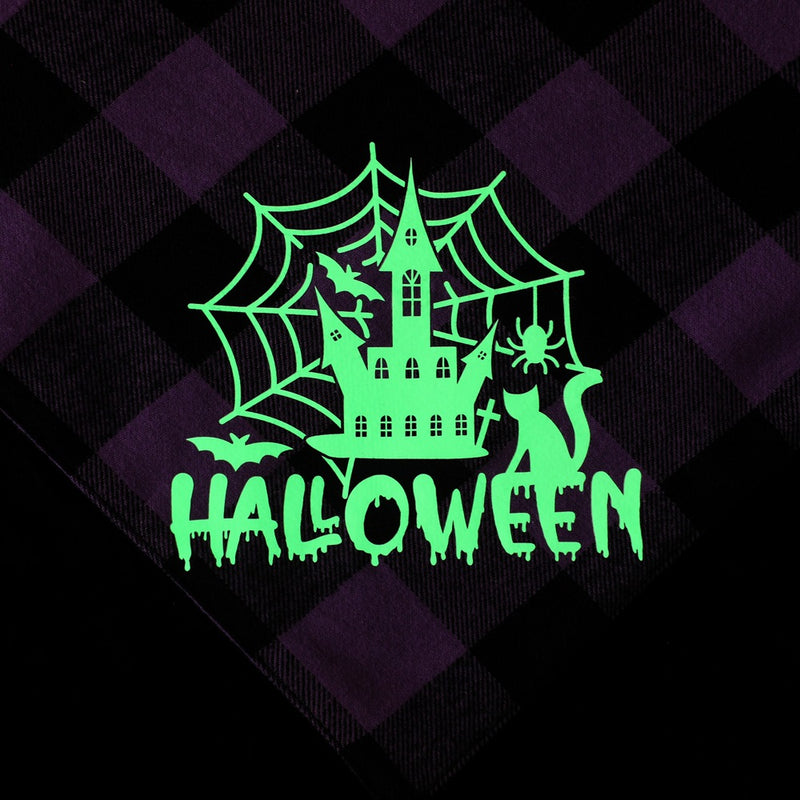 Lenço de Saliva para Animais de Estimação com Padrão Xadrez Luminoso para o Halloween