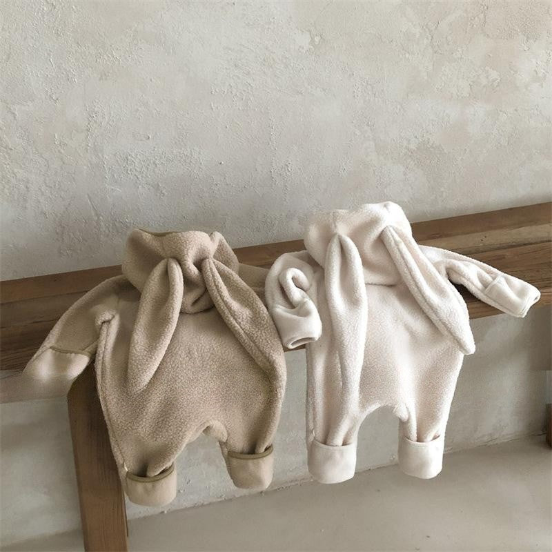 Cute Rabbit Ears Lamb Hair Hooded Outdoor Climbing Suit
