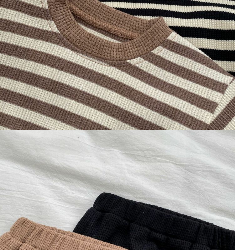 Baby Color Matching Striped Long-sleeved Top Pants Suit