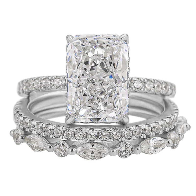 Conjunto de anel de zircônia com corte de flor de gelo super brilhante em prata esterlina S925