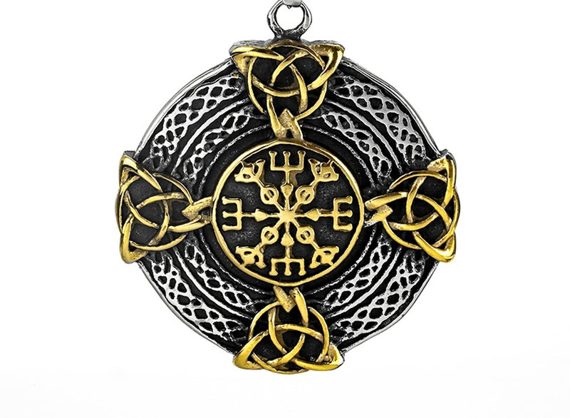 Vintage Stainless Steel Men's Pendant Cross Celtic Knot Symbol Necklace