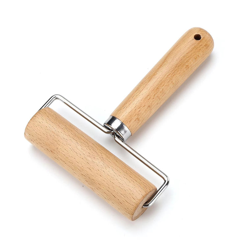 Factory direct selling cross border beech roller rolling pin household double head diamond painted pancake anti skid beech pizza pancake