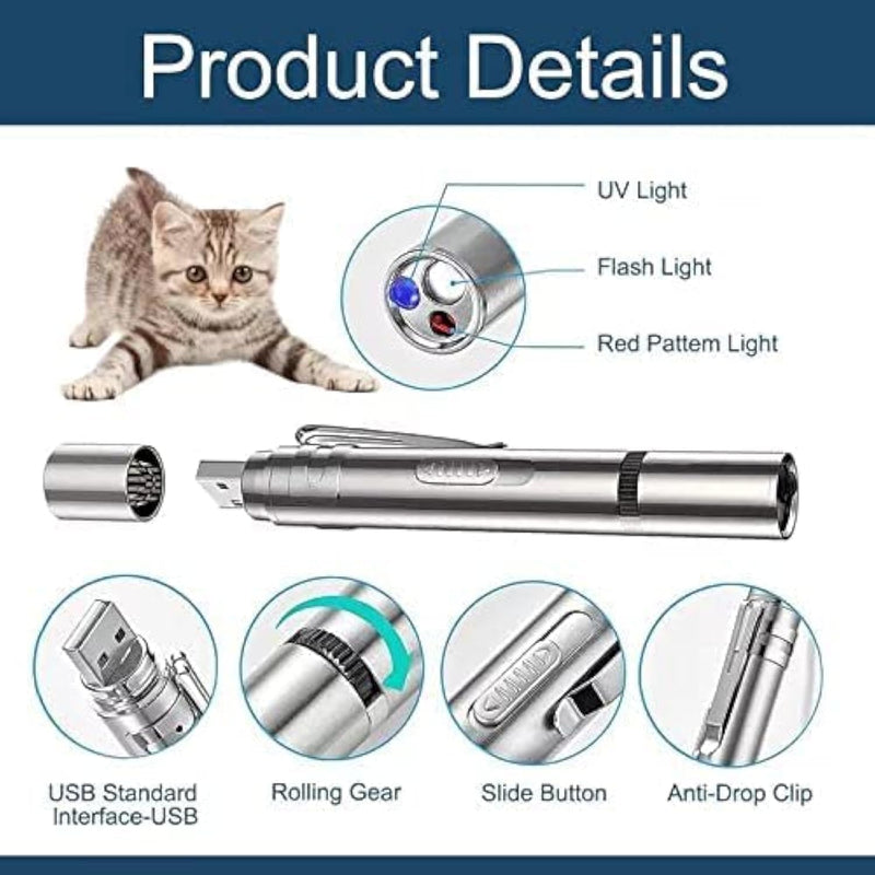 Apontador laser para gatos, brinquedo interativo com luz em forma de rato para gatos de interior, varinha para manter o seu gato entretido, ideal para gatinhos, gatos e cães brincarem e perseguirem.