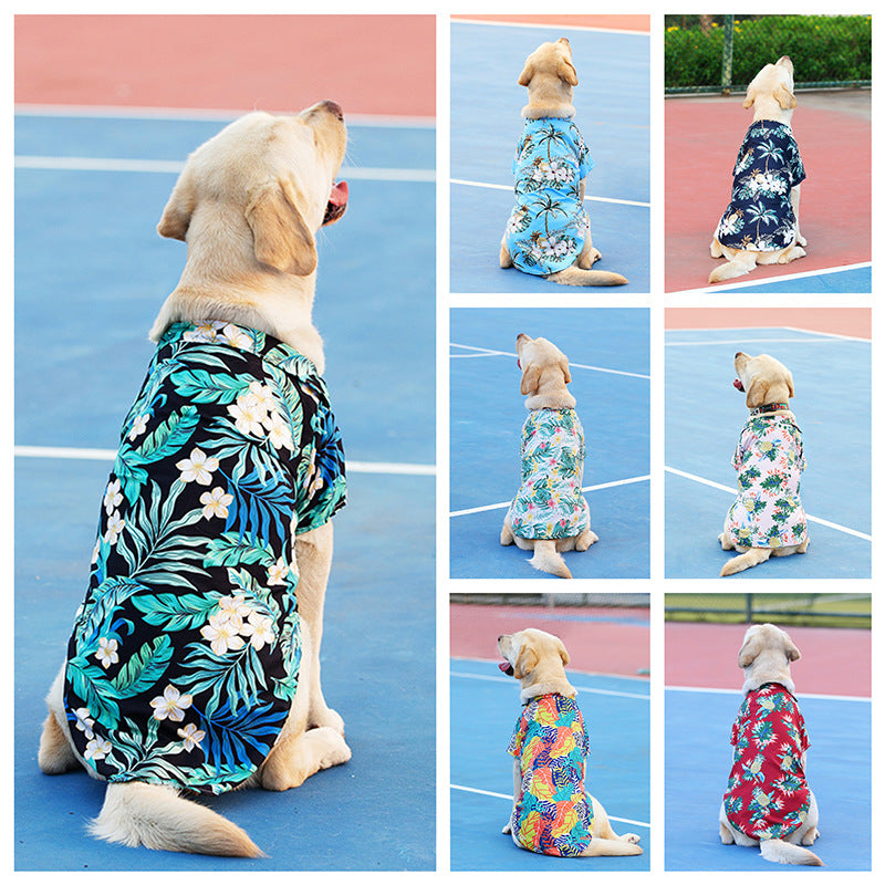 Pet Clothes Teddy Bichon Pomeranian Jarre Aero Bull Cat Dog Summer Thin Large Dog Pet Hawaiian Shirt